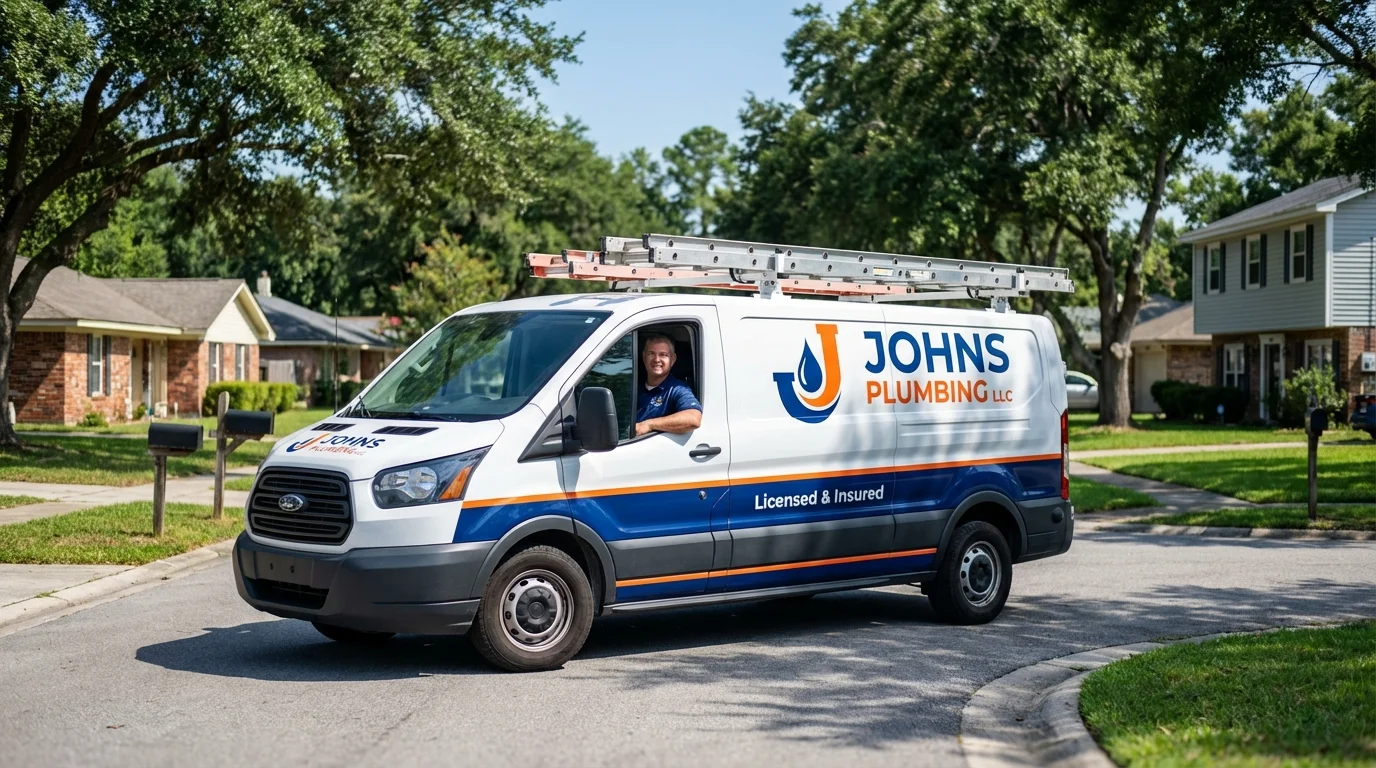 Johns Plumbing LLC service van in Bladensburg, MD